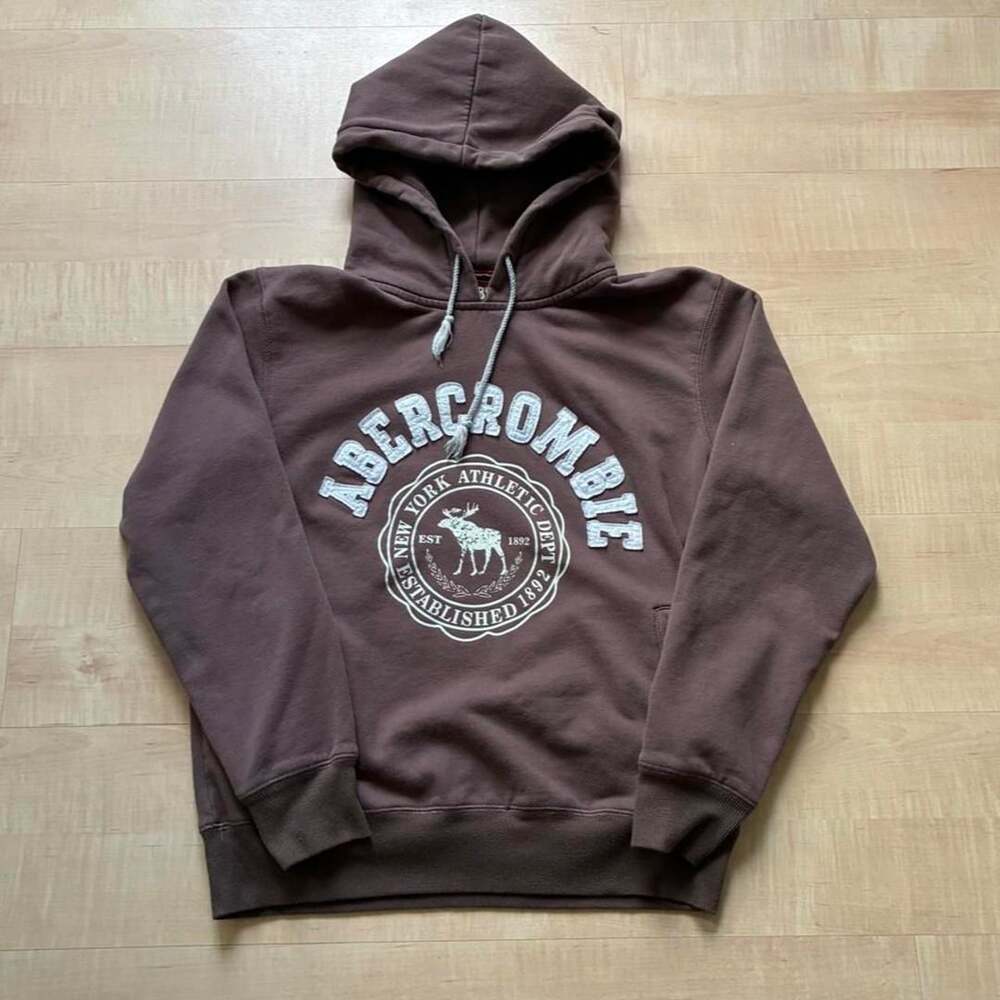 Vintage Abercrombie & Fitch Y2K Brown Athletic Dept Moose Logo Hoodie